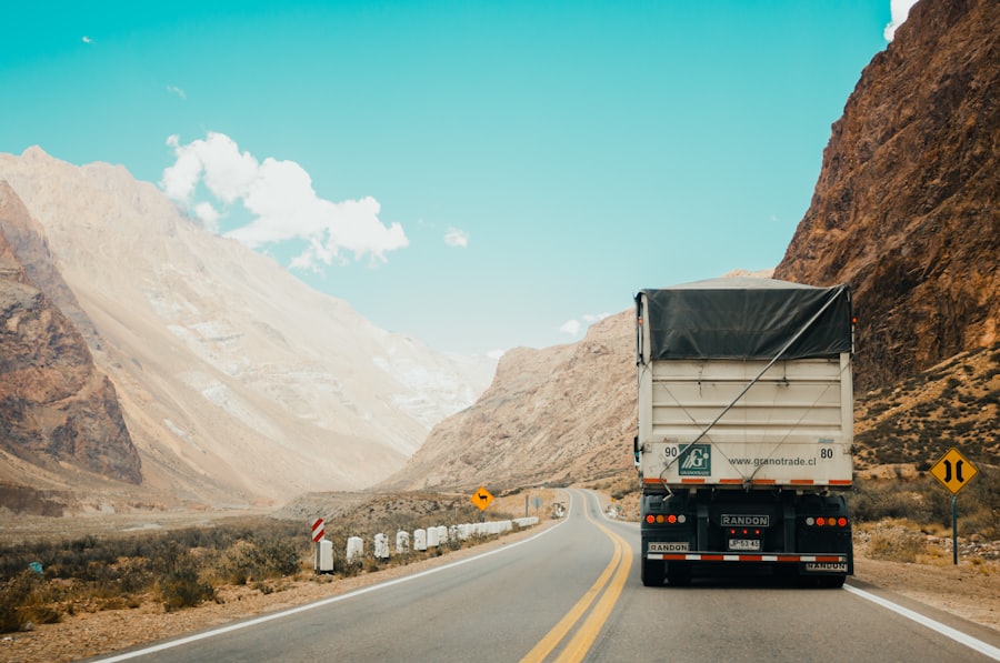 Freight truck on a mountain highway